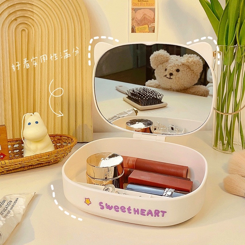 Hộp gương đựng mỹ phẩm dễ thương