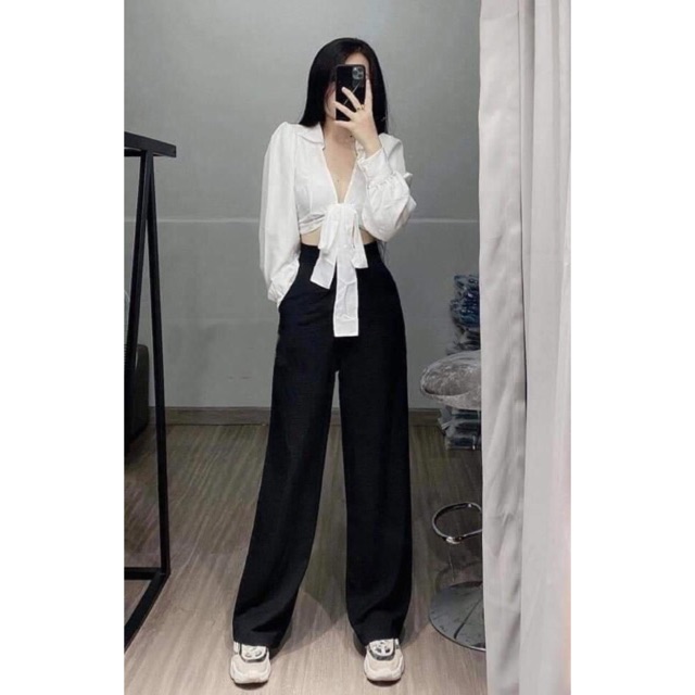 Quần Tây Công Sở- Quần Culottes ống rộng nữ -lưng cao