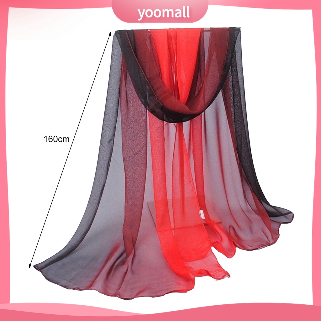 Yomall♡ Khăn Choàng Chiffon Dài Màu Gradient Mềm Mại Thời Trang Đi Biển Cho Nữ