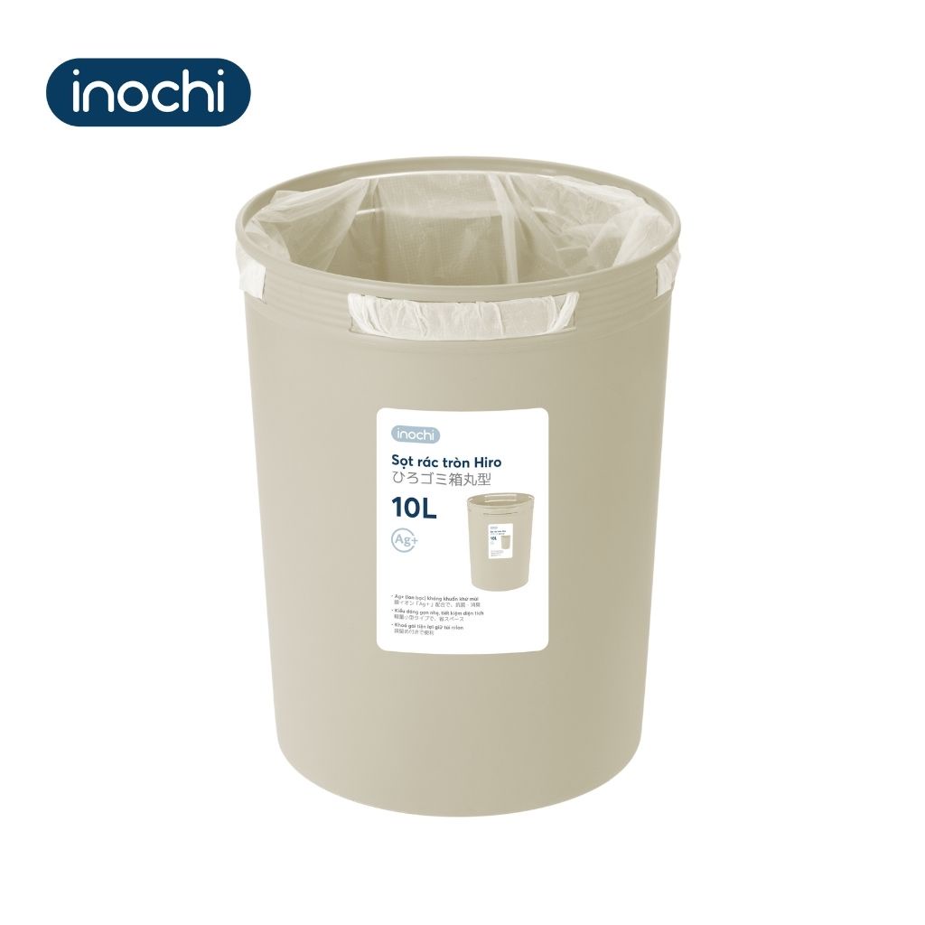 Sọt Rác Nhựa Tròn INOCHI 10 Lít Thiết Kế Không Nắp Nhỏ Gọn, Đựng Rác Gia Đình, Văn Phòng, Khách Sạn Tiện Lợi