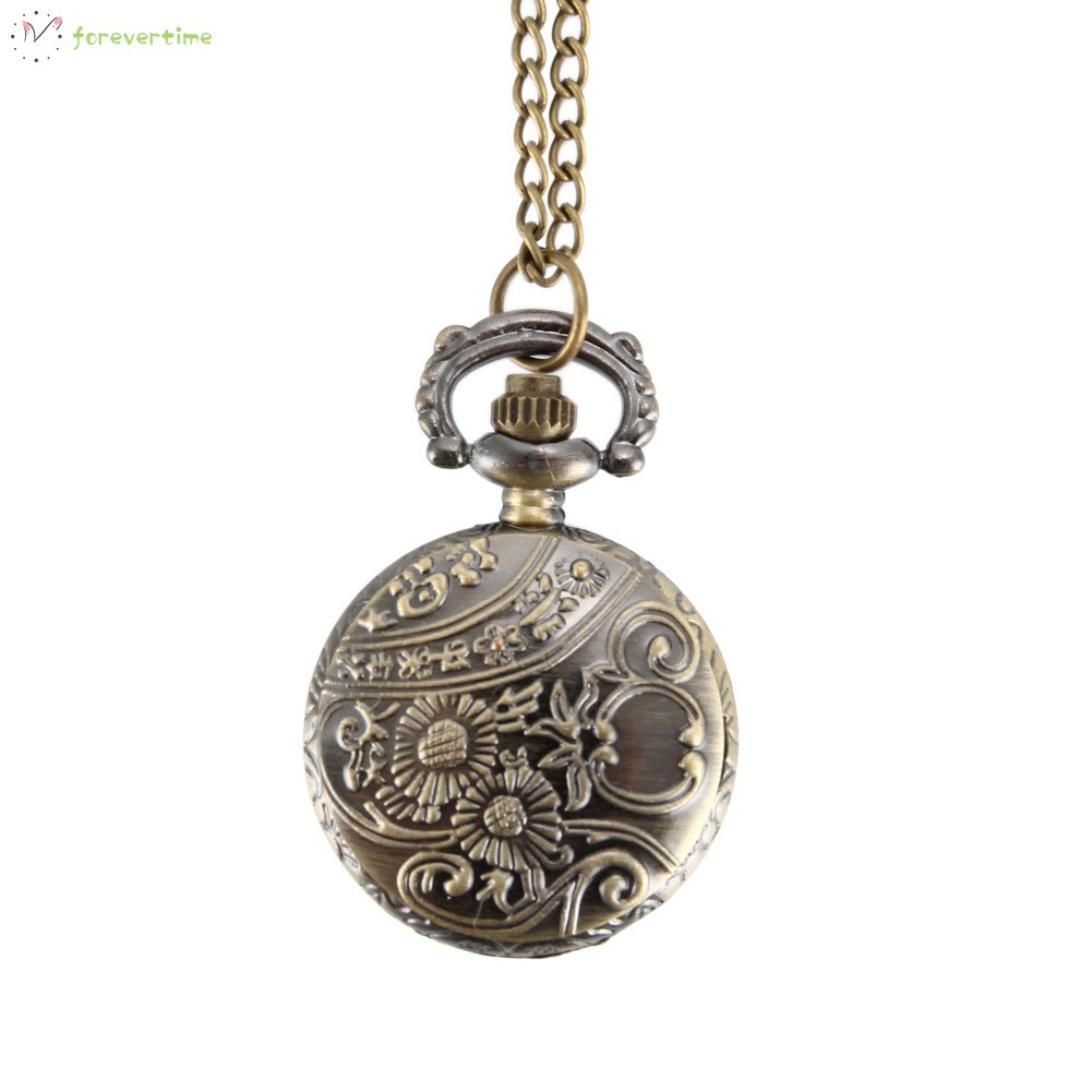 ☞ Phụ kiện trang sức☜ Fashion Vintage Women Pocket Watch Alloy Retro Hollow Out Flowers Pendant Clock Sweater Necklace Chain Watches Lady Gift