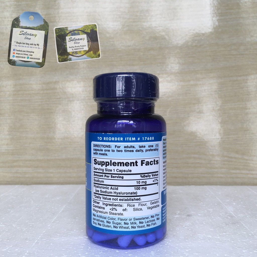 Hyaluronic_Acid 100mg Puritan's_Pride – Cấp Nước, Bù Ẩm Cho Da, Hỗ Trợ Đẹp Da | BigBuy360 - bigbuy360.vn
