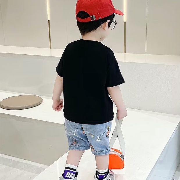 Bộ Áo Thun + Quần Short Dáng Rộng In Họa Tiết Hoạt Hình Thời Trang Mùa Hè Cho Bé Trai 3-15 Tuổi 90-160