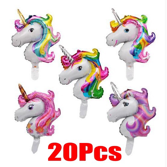 Bộ 20 bong bóng nhôm hình kỳ lân một sừng dễ thương