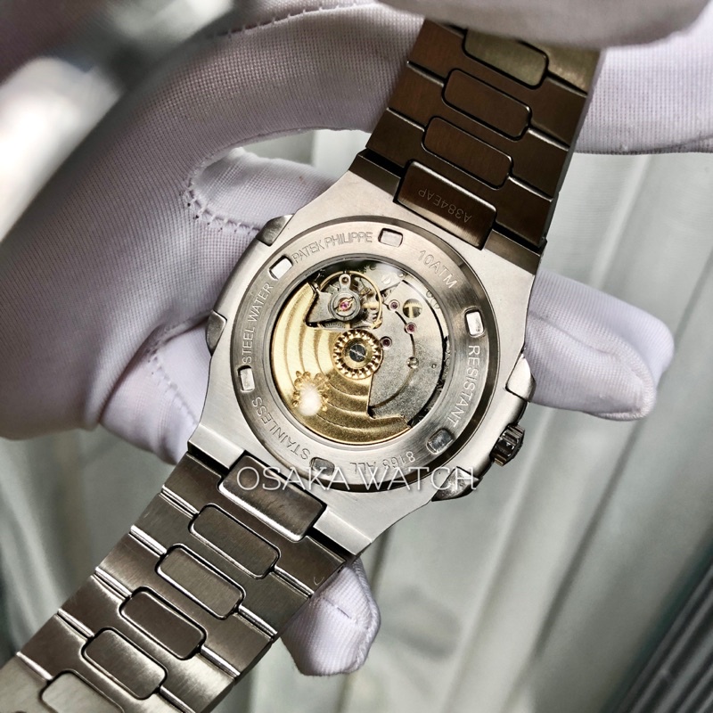 Đồng Hồ Nam Cơ Automatic PP GENEVA Nautilus PT8168KL Viền Kim Cương Dây Kim Loại Lịch Ngày Hàng Chuẩn Cao Cấp - Màu Nâu