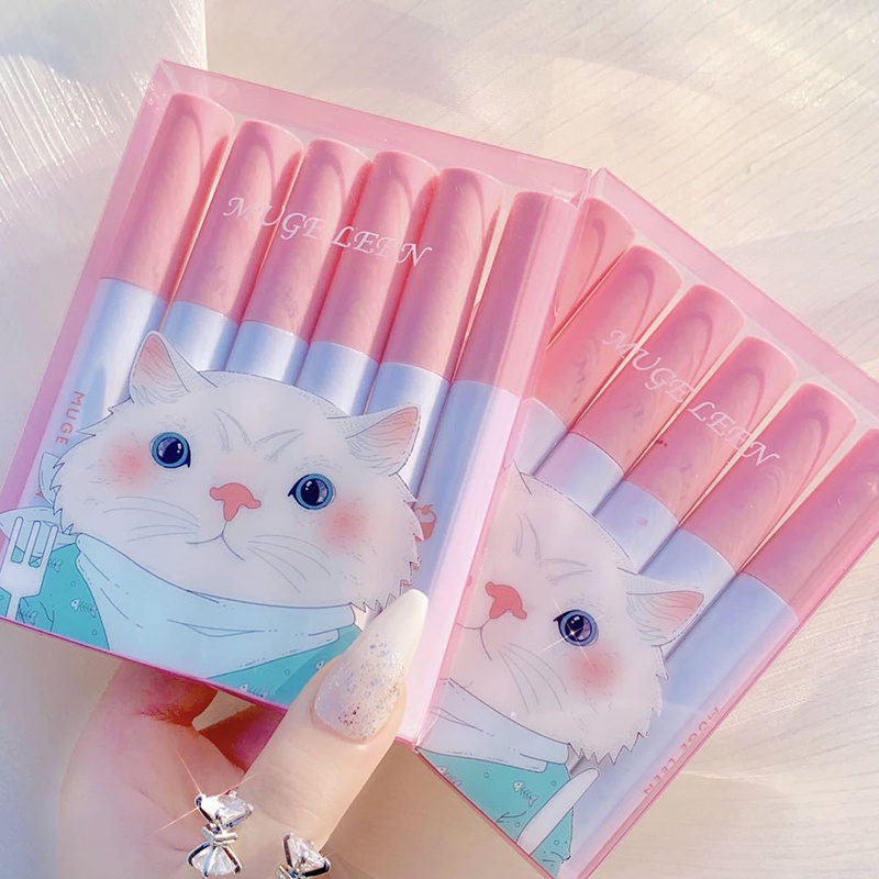 Set 6 cây son lì Muge Leen mèo trắng nội địa trung