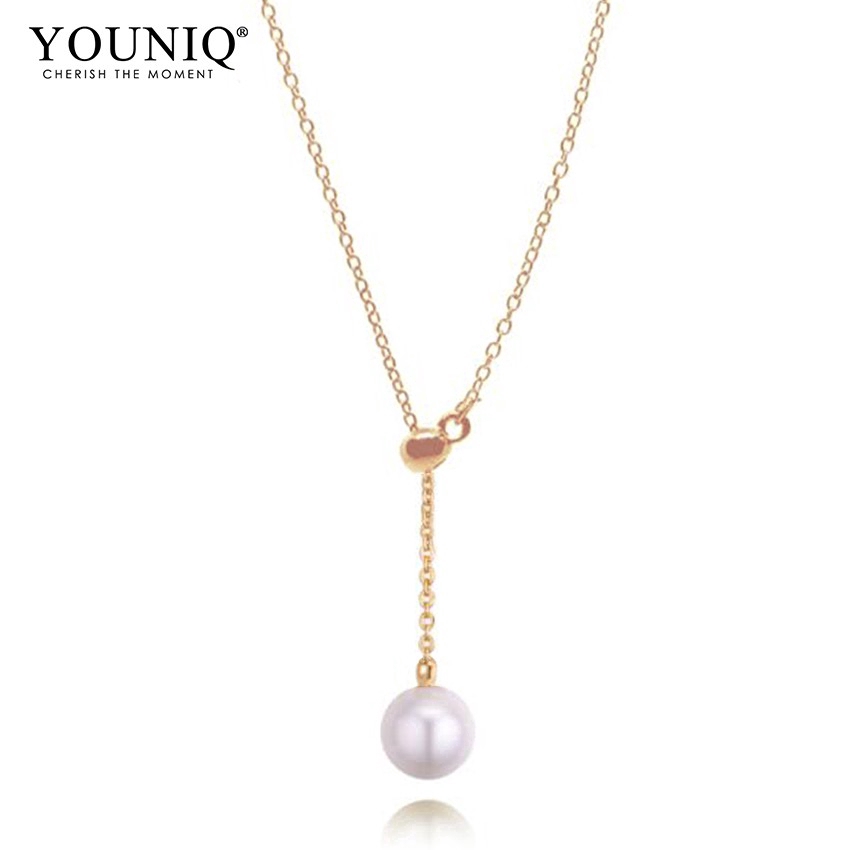Temperament Single Imitation Pearl Pendant Ladies Necklace/ Adjustable Metal Tassels Decorative Necklace