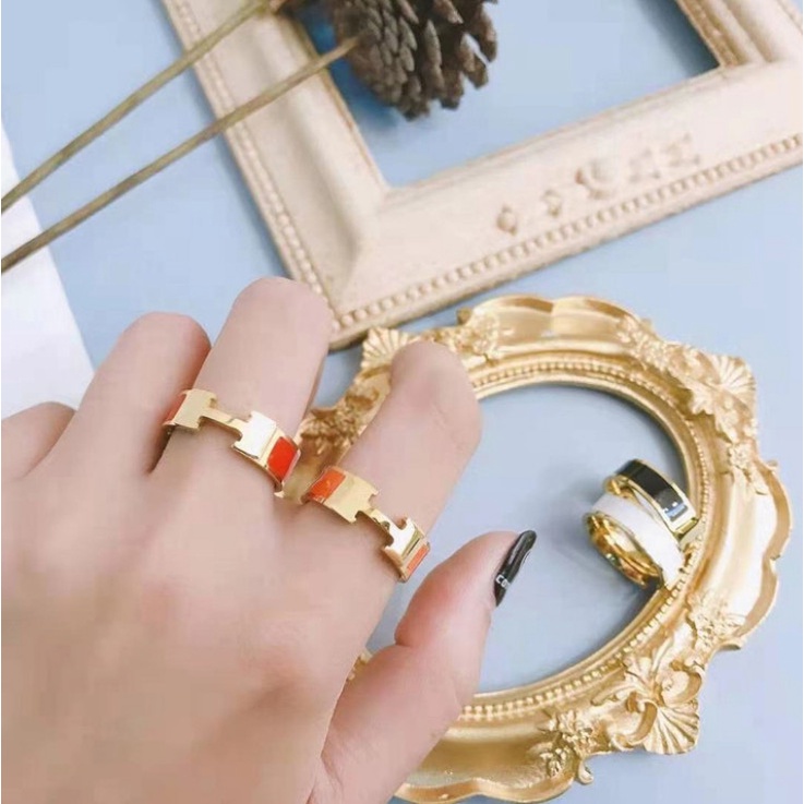 Nhẫn Nam Nữ Unisex Chữ H Titan Ko Đen TT 4432