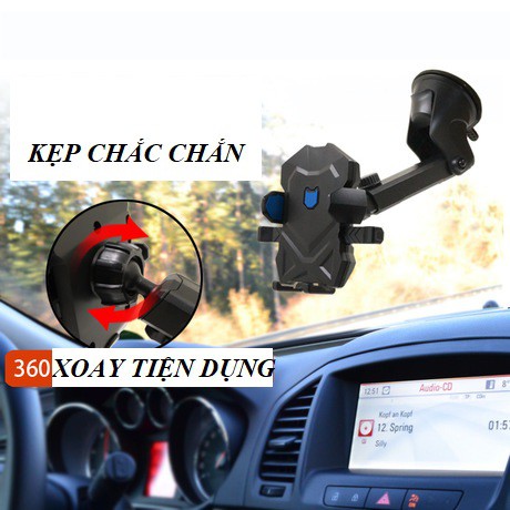 Giá đỡ điện thoại xoay 360 dùng trên xe hơi ô tô chắc chắn tiện lợi