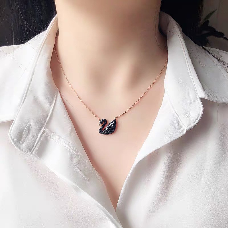 Phong Cách Mới Bán Chạy Dây Chuyền Bằng Thép Không Gỉ Đính Kim Cương Toàn Diện Hình Thiên Nga Đơn Giản Thời Trang Cao Cấp Cho Nữ