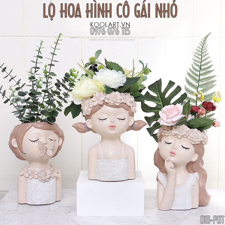 Lọ Hoa Hình Cô Gái Nhỏ Bé Dễ Thương - Lọ Hoa Trang Trí 01B-POT