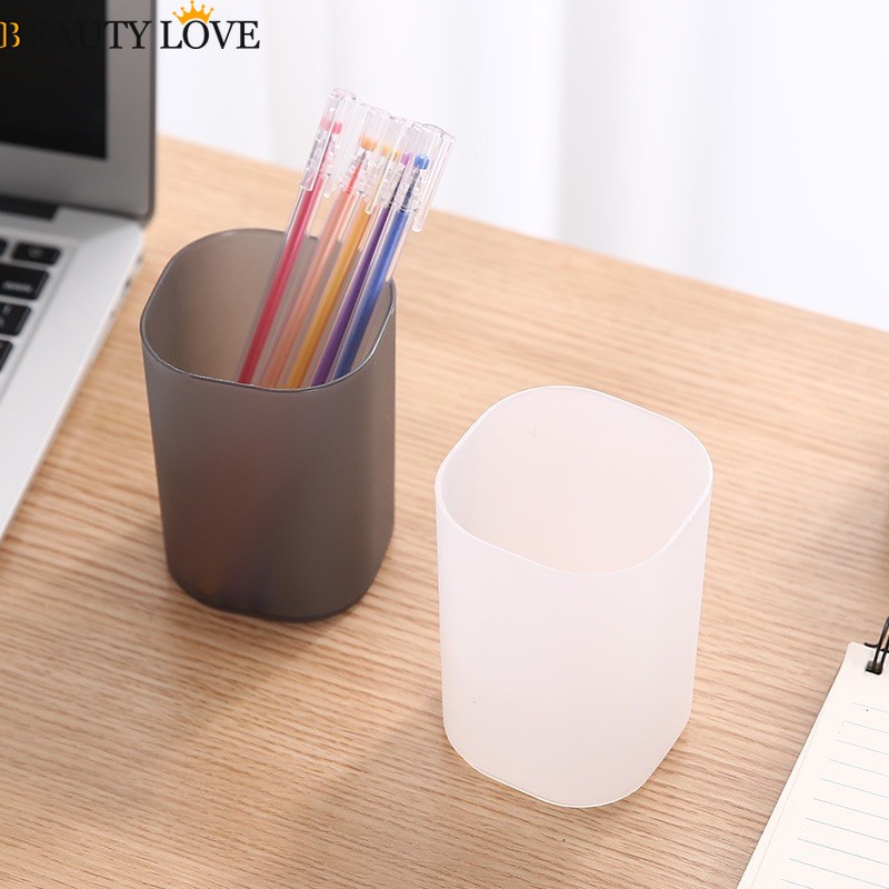 Giá Đỡ Bút / Cọ Trang Điểm / Son Môi Bằng Nhựa Nhám Trong Suốt Đơn Giản Sáng Tạo Đa Năng Dành Cho Văn Phòng / Trường Học