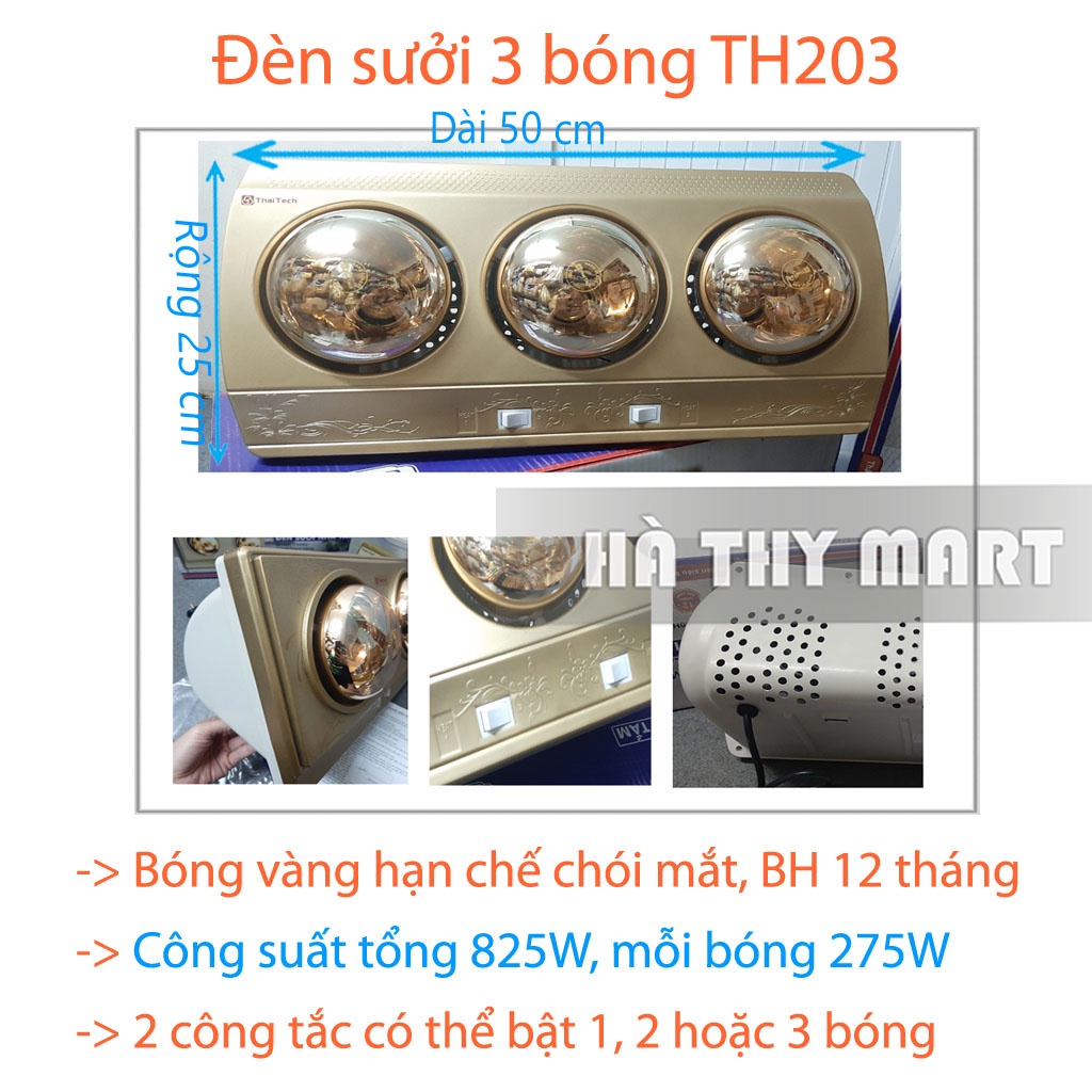 Đèn Sưởi Nhà Tắm Siêu Ấm, Giá Tốt Thai Tech / Chefman [ 2 Bóng - 3 Bóng]
