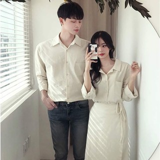 Đồ đôi nam nữ đẹp Set Váy nữ sơ mi nam đôi Hàn Quốc