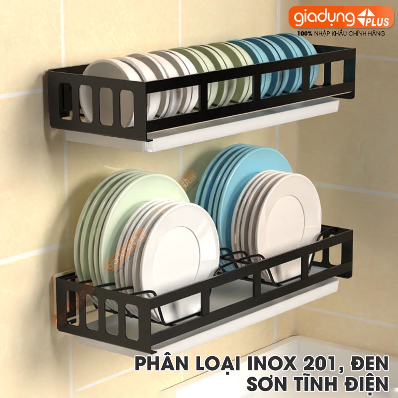 Kệ INOX 304 dán tường để úp chén đĩa siêu chắc, không cần khoan tường LAZYDO cao cấp (TG-0201)
