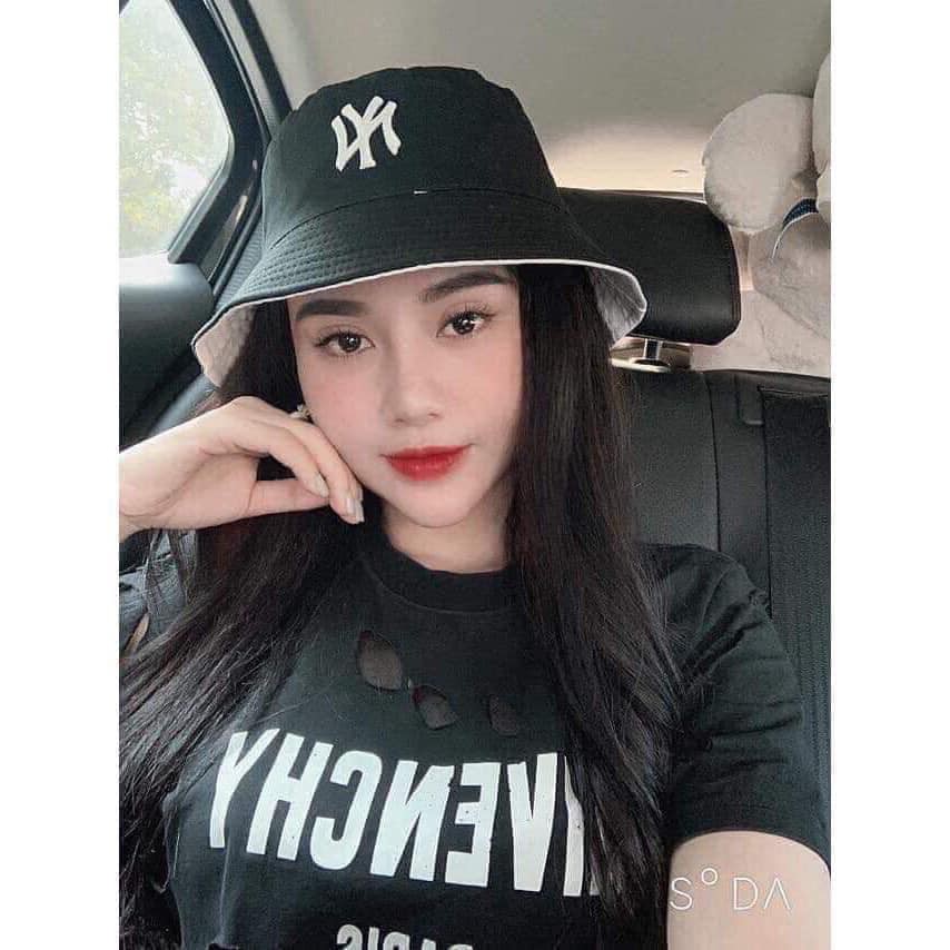 Mũ mềm 2 mặt - Mũ bucket 2 mặt thêu chữ NY siêu hot