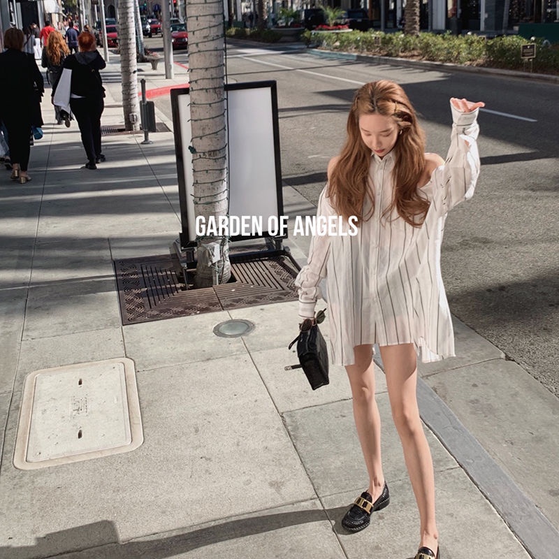 Áo sơ mi tay dài xẻ vai chống nắng vải mỏng thời trang mùa hè