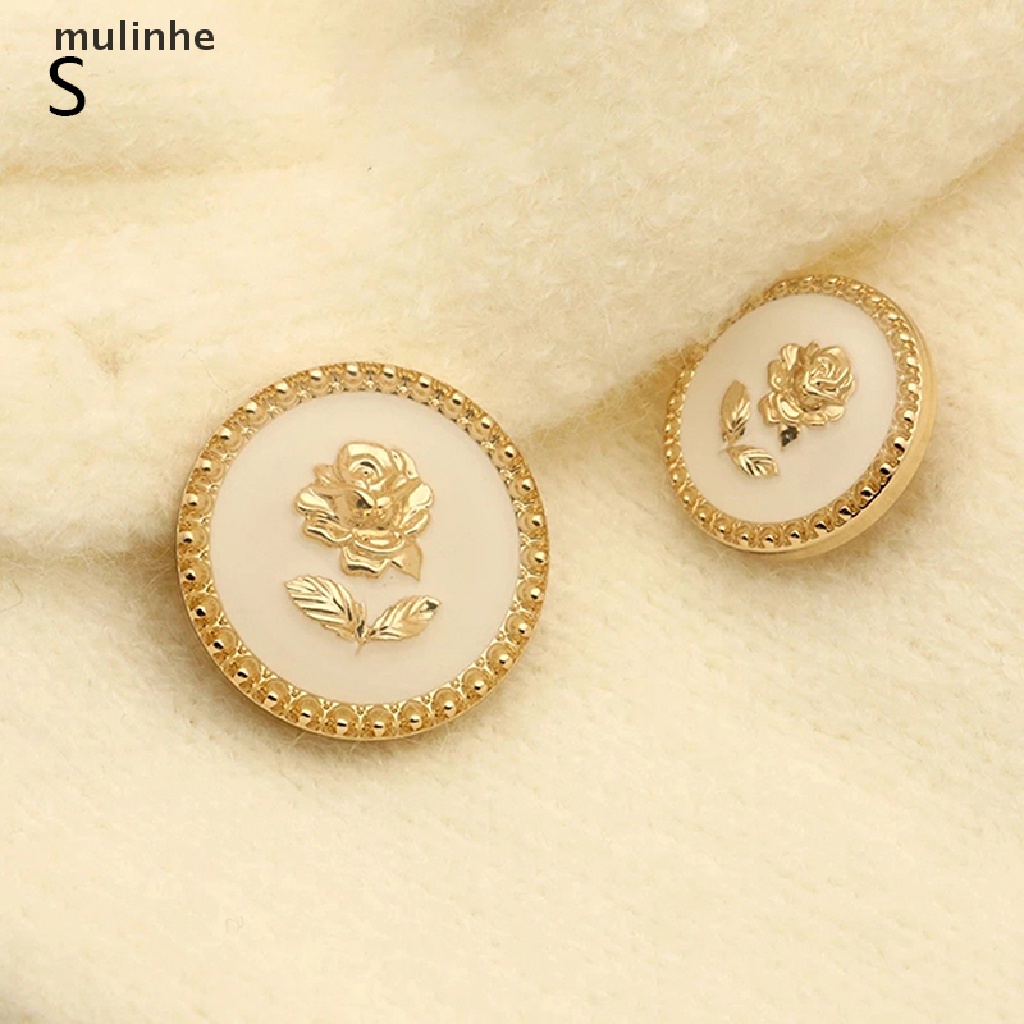 Set 6 Nút Áo Hình Hoa Hồng Bằng Kim Loại Dành Cho Nữ