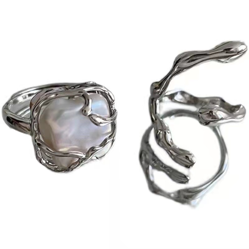 Nhẫn Hở Đính Ngọc Trai Kim Loại Cá Tính Thời Trang Cho Nữ