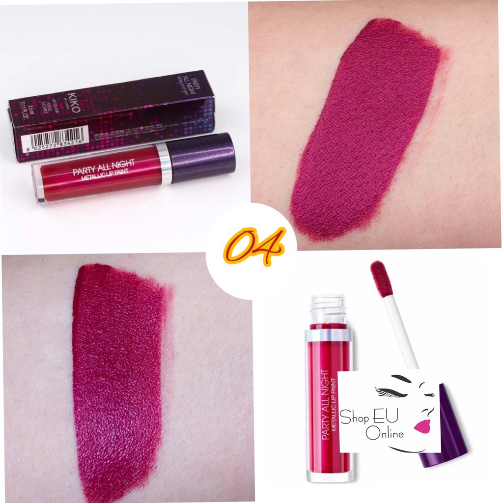 Son kem lì Kiko ❤️FREESHIP❤️ Kiko Party All Night rossetto metallico - Son lì 10 giờ có ánh kim- Kiko Milano Italy