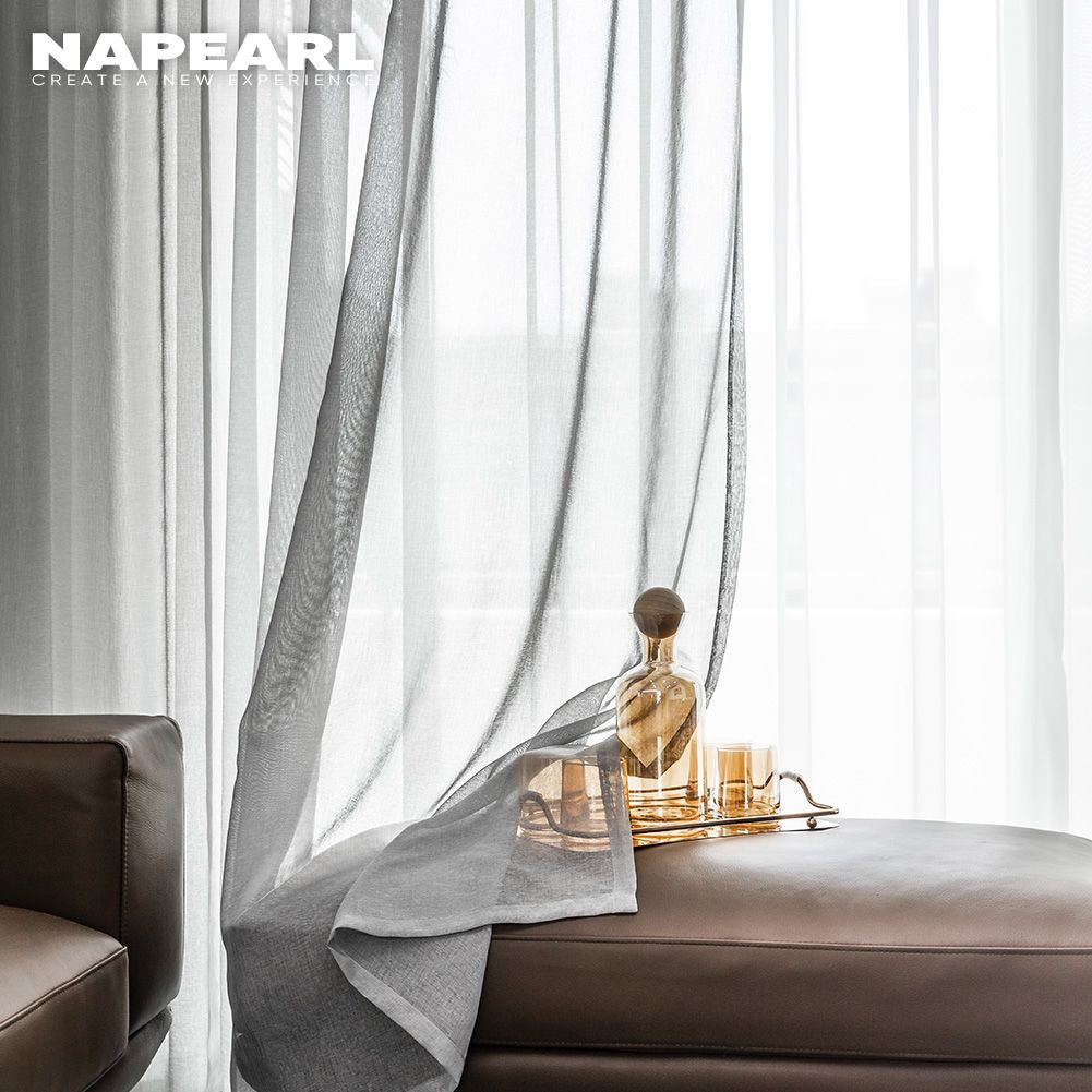Rèm vải tuyn giả lanh NAPEARL trang trí cửa sổ phòng ngủ phong cách hiện đại