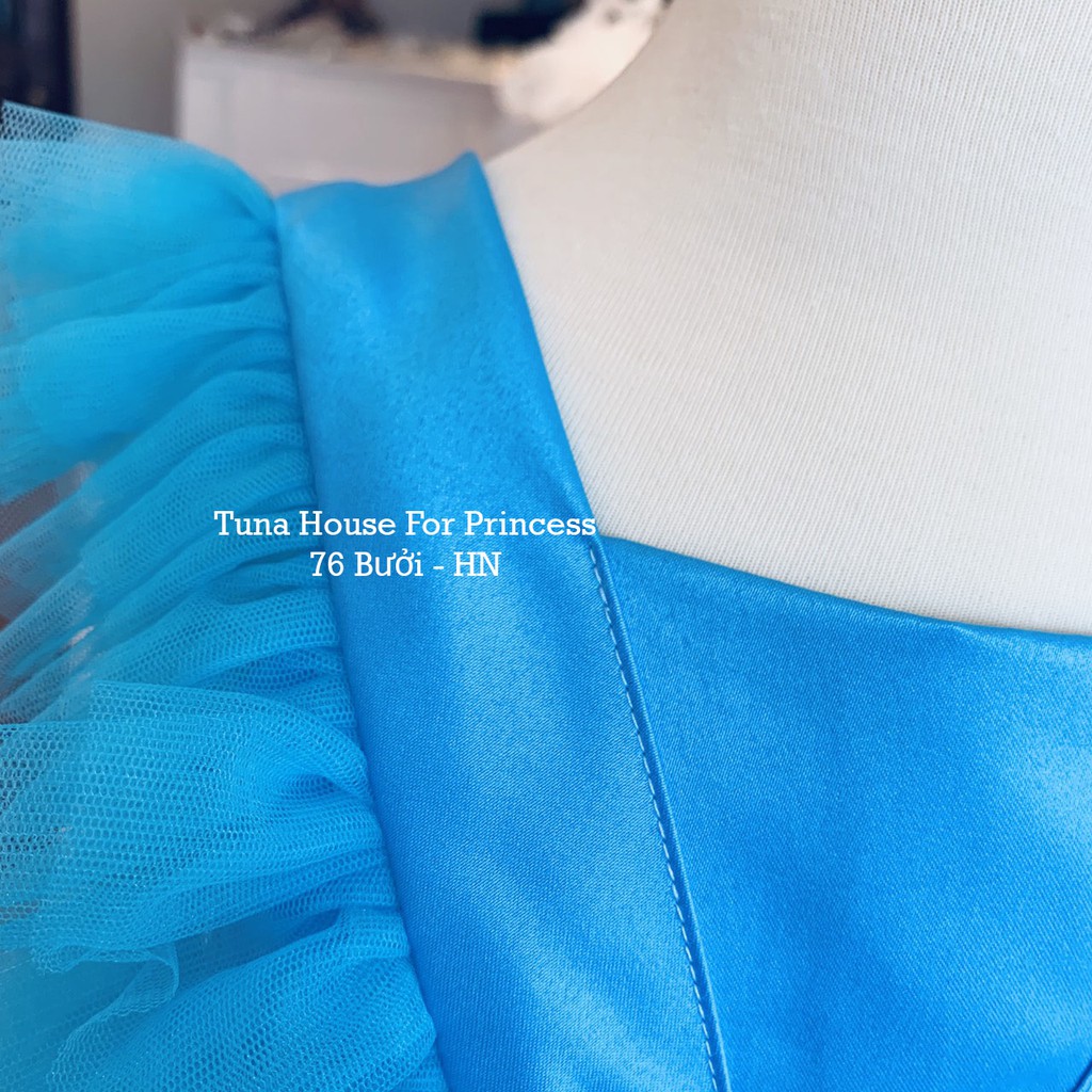 Váy đầm xoè công chúa mặc đầy tháng thôi nôi cho bé gái mẫu cánh tiên xanh tặng băng đô - Tuna House For Princess