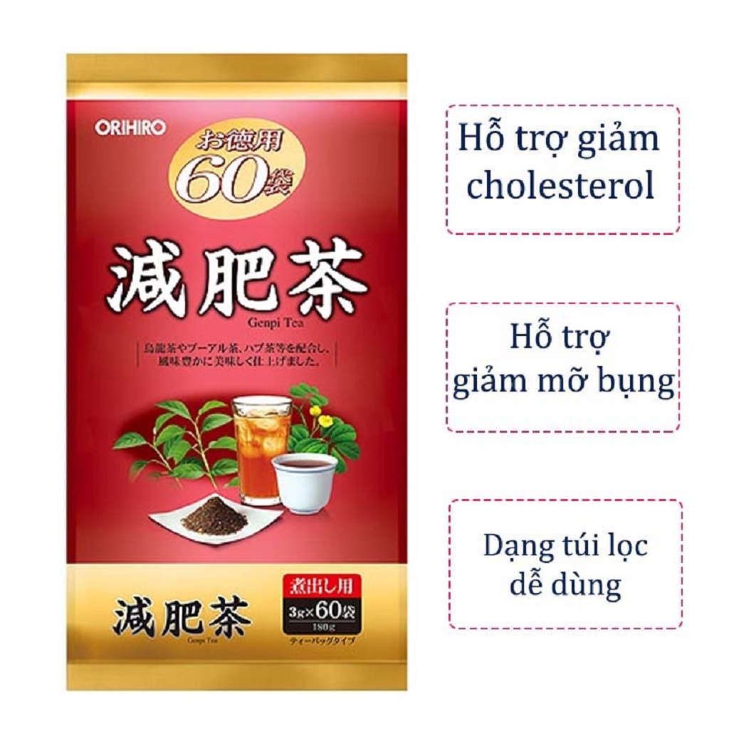 Trà Genpi Orihiro Hỗ Trợ Giảm Mỡ Thừa 60 Gói/Túi