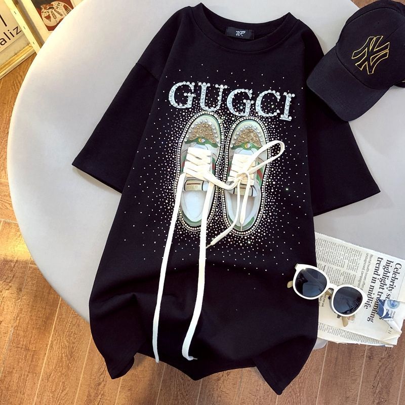 Áo Thun Tay Lỡ Form Rộng - Phông Nam Nữ cotton oversize - Đính Đá Hình Đôi Giày Phong Cách Mới Siêu Sang Chảnh AN02