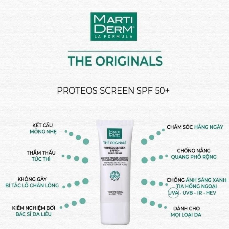 Kem Chống Nắng Martiderm The Originals Proteos Screen Spf50+ Fluid Cream - Tây Ban Nha