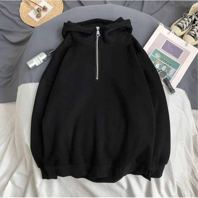 Áo Hoodie Cổ Khóa Đen Trắng Unisex Mẫu Áo Hoodie Nam và Nữ Đẹp - | BigBuy360 - bigbuy360.vn