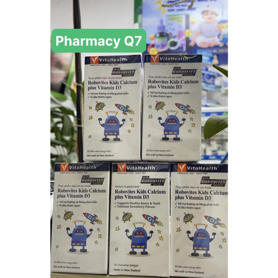 CANXI TRẺ EM Viên Nhai Bổ Sung Canxi Cho Bé Vitahealth Robovites Kids Calcium Plus Vitamin D3 - Hộp 30 Viên Kiddiecal