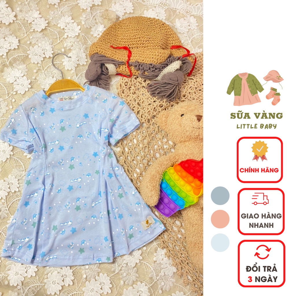 Váy bé gái, đầm liền thân cho bé có họa tiết dễ thương đáng yêu nhiều màu Sữa Vàng Store