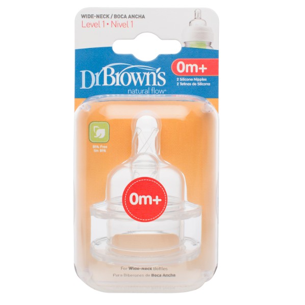 Núm ty Dr.Brown's cổ rộng silicon dòng option tách set ( 1 chiếc)