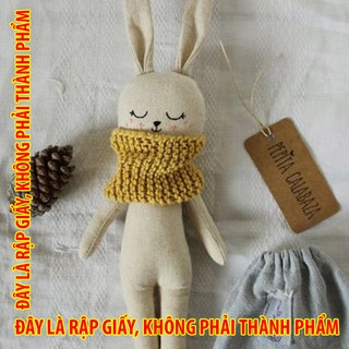 Rập giấy HM004 - Rập bé thú nhồi bông tích hợp tai + váy áo