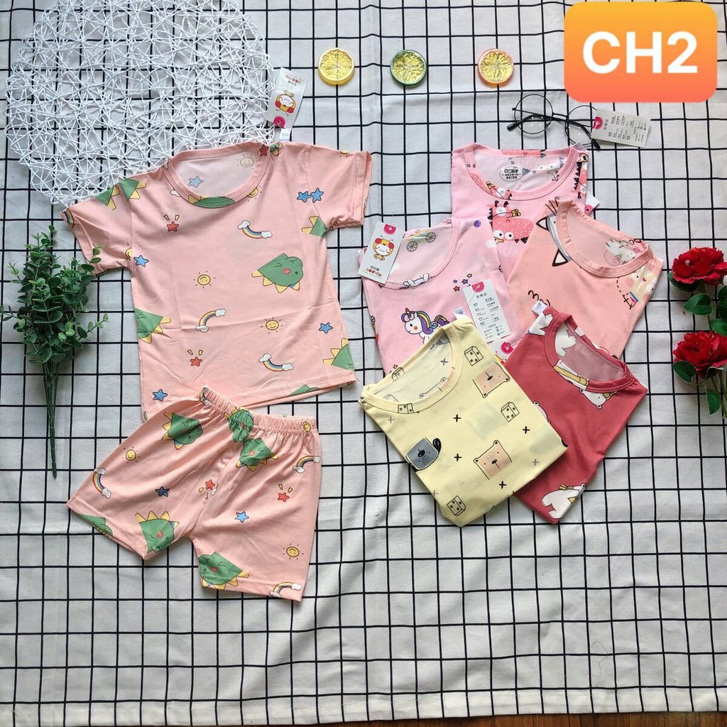 Bộ cộc tay bé gái thun lạnh Xuất Hàn cho bé 1.2.3.4.5-8 tuổi đồ bộ bé gái mùa hè BABYSTORE88 CH1-CH6