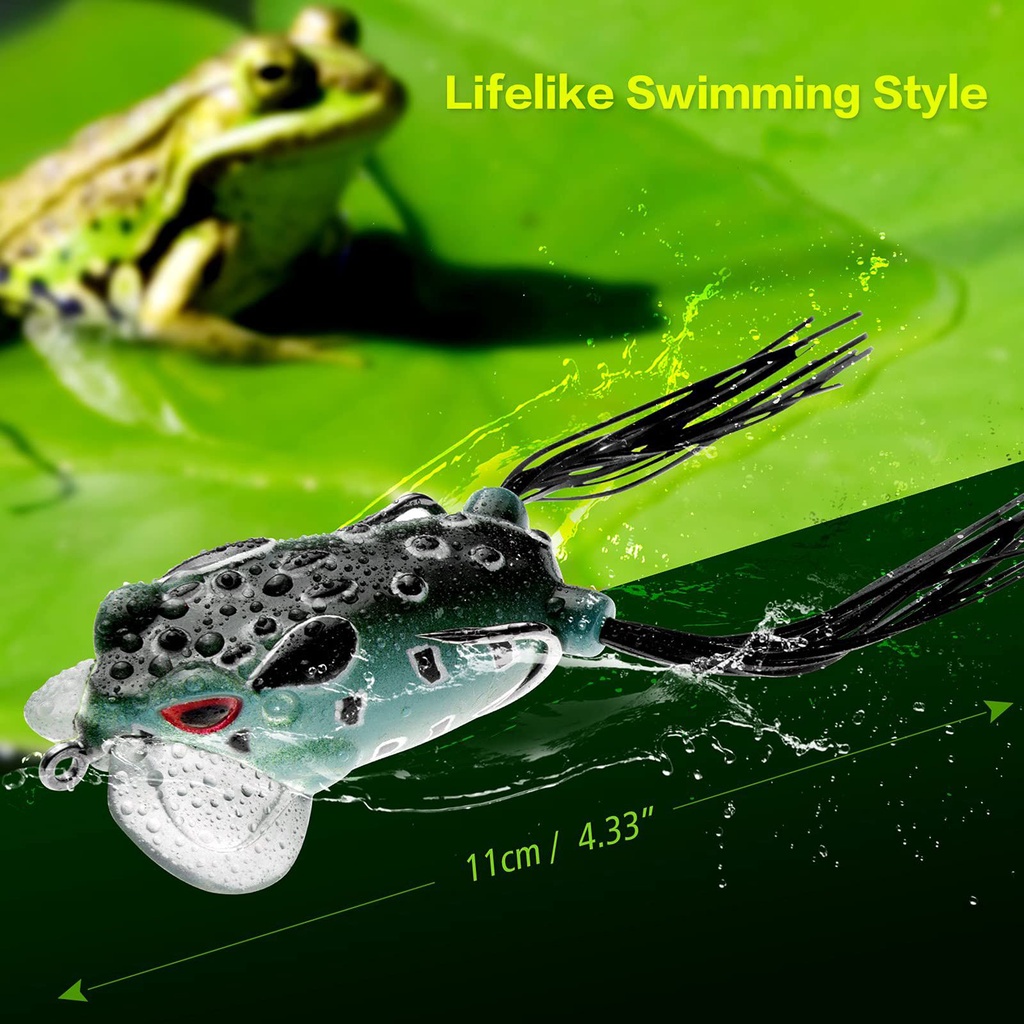 Mồi Câu Cá Nước Ngọt Hình Ếch/Ếch Bằng Silicon Mềm Kèm Móc Câu