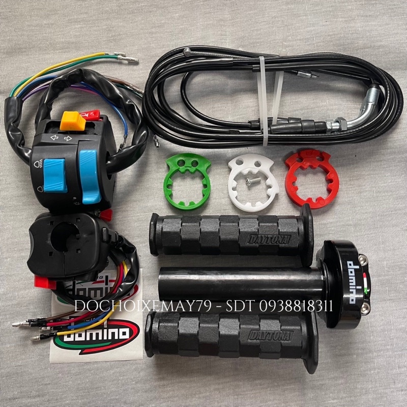 Combo cùm tăng tốc Domino + cùm công tắc Fz + bao tay Daytona