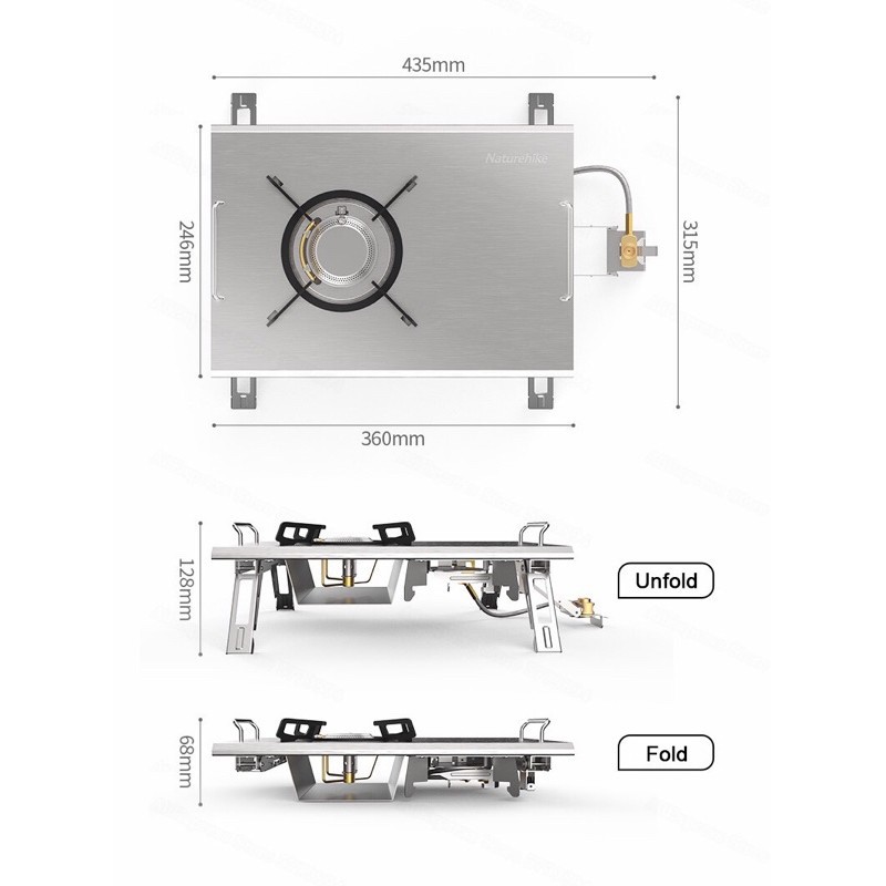 Bếp ga Naturehike cắm trại dã ngoại du lịch bếp gas xếp inox âm bàn campout A207
