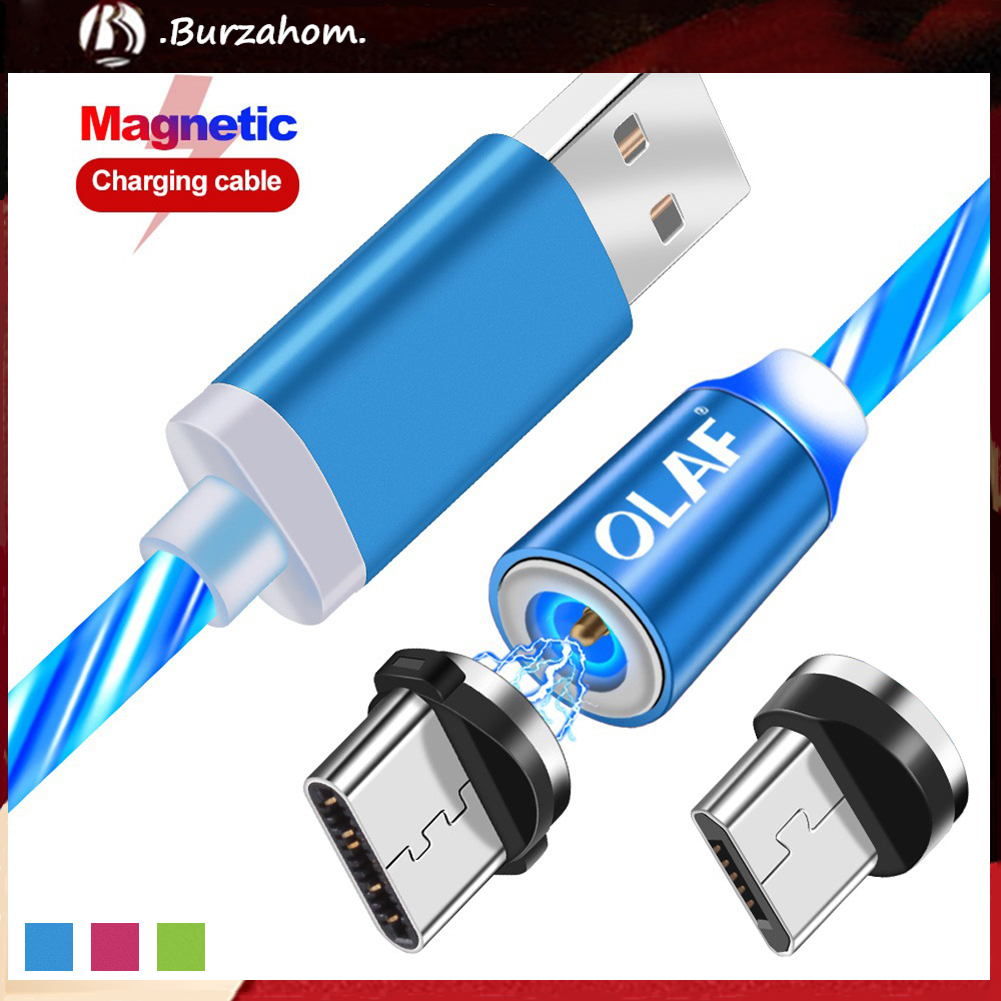 Dây Cáp Sạc Từ Tính Đầu Micro Usb Loại C Có Đèn Led Báo Hiệu Tiện Dụng