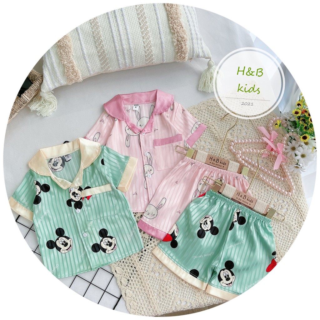 Bộ Pijama Lụa Cao Cấp Họa Tiết Hoạt Hình Dễ Thương Cho Bé 8-20Kg V298 - NamKidShop