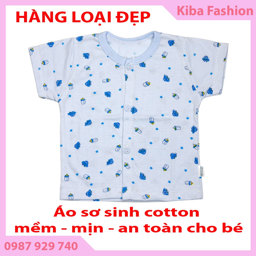 cộc tay khuy giữa cho bé sơ sinh từ 2-6kg (Cotton 100%, mềm mịn)