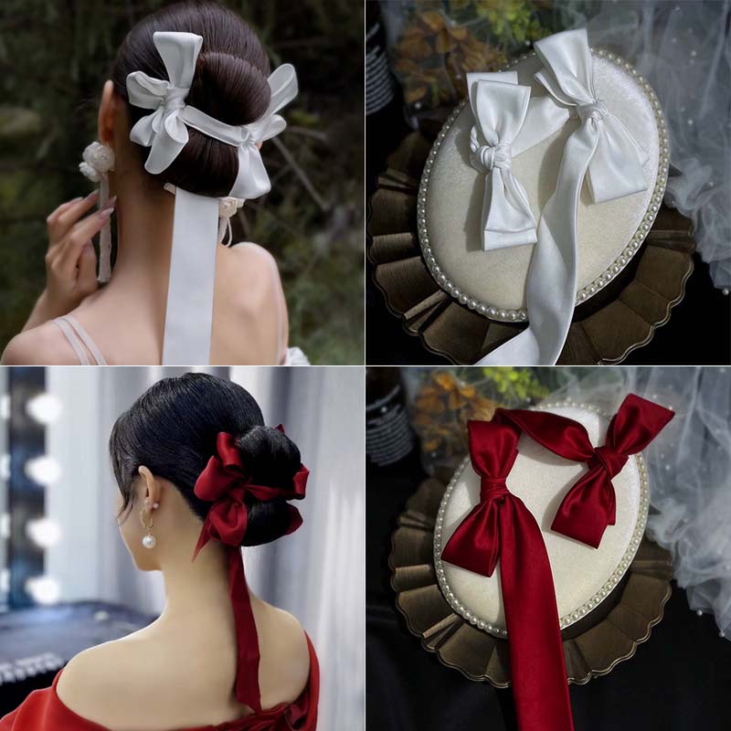 Băng Đô Cài Tóc Đính Nơ Phong Cách Vintage Cho Cô Dâu