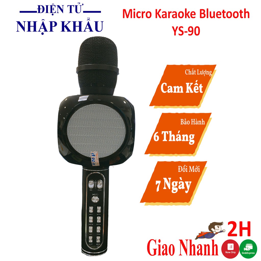 Micro karaoke bluetooth JVJ YS-90 mic hát kèm loa kết nối thẻ nhớ, USB hỗ trợ ghi âm