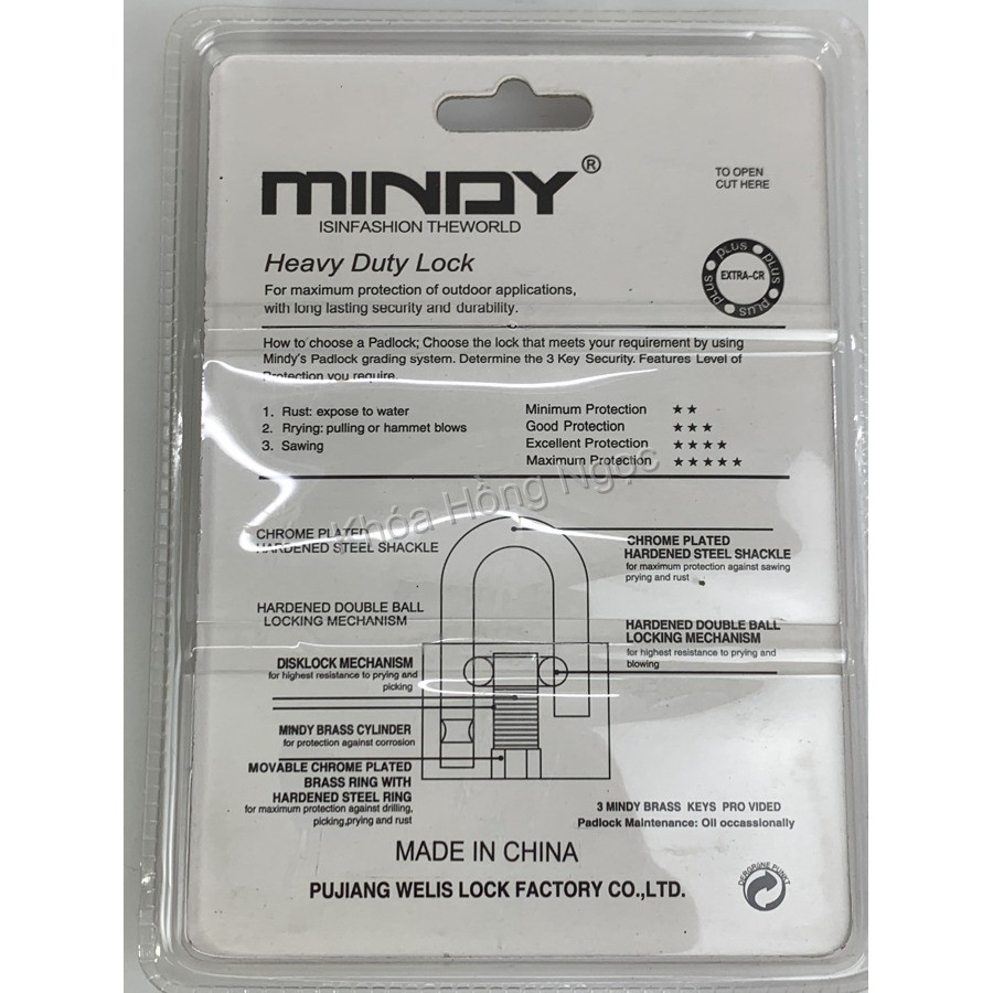 Khóa bấm chống cắt Mindy 60mm