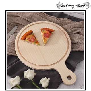 Khay gỗ decor, khay gỗ pizza dáng tròn nhiều cỡ