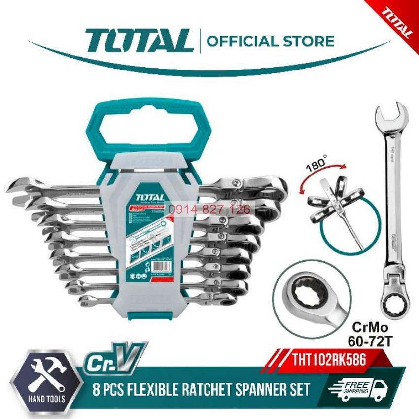 Bộ cờ lê vòng miệng tự động đầu lắt léo 8 chi tiết TOTAL size 8-19mm THT102RK586, Bảo hành 6 tháng