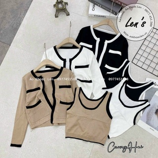 SET ÁO KHOÁC LEN CARDIGAN VIỀN