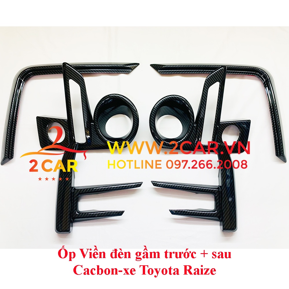 Ốp viền đèn gầm trước, sau CACBON xe Toyota Raize 2021- 2022, Vân Carbon cao cấp