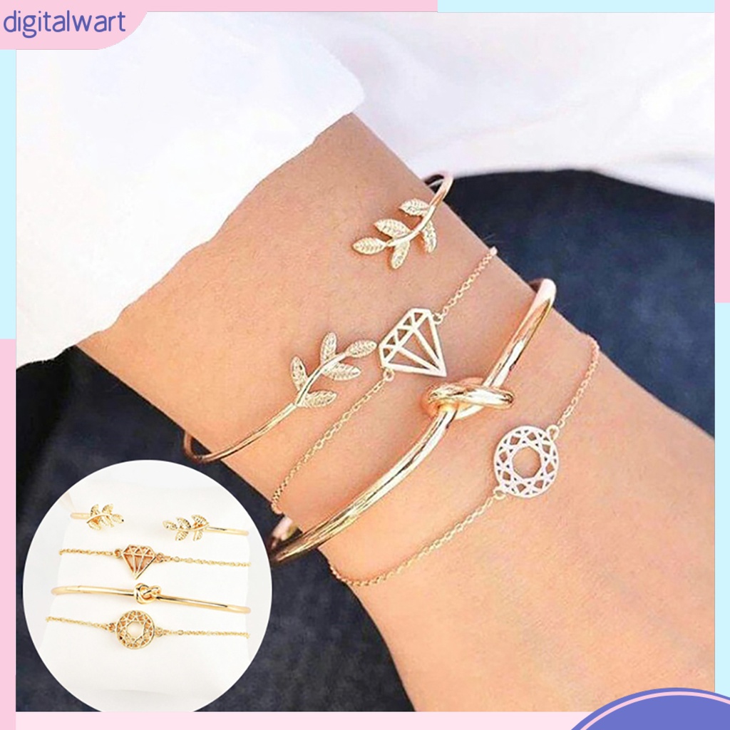 Bộ 4 Vòng Đeo Tay Nữ Phong Cách Vintage Xinh Xắn