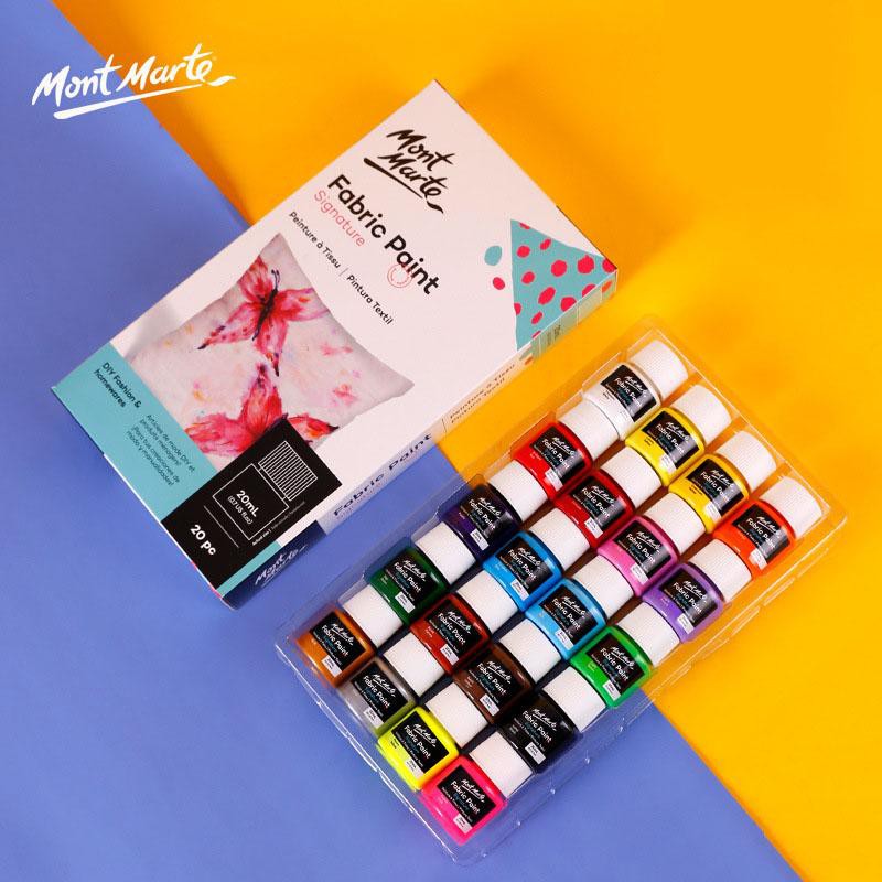 Màu vẽ vải Mont Marte - Fabric Paint 8/12/20/24/36 màu x 20ml ( Hàng Chính Hãng )